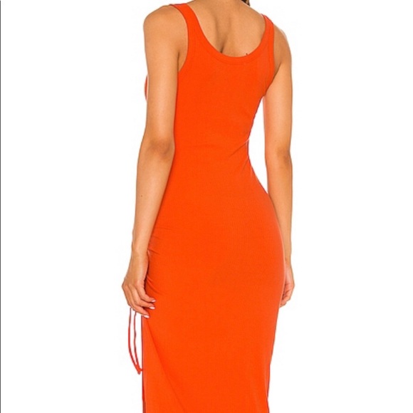 Sand Piper dress in poppy, a deep orange. - Picture 2 of 4